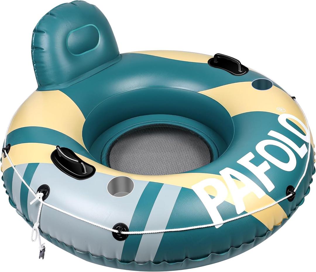 River Tubes for Floating Heavy Duty, Pool Float Adult, 53" Inflatable Float Tube for Beach Lake Rafting, River Floats with Mesh Bottom (Green)