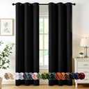 MIULEE Black Blackout Curtains for Bedroom Living Room 84 Inches Long 2 Panels, Thermal Insulated Room Darkening Drapes Solid Grommet Top Noise Reduction Light Blocking Window Treatments 40x84 Inch