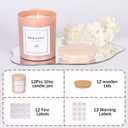 REISEN 12Pcs Assorted Amber Candle Jars for Making Candles, 10oz Empty Candle Jars with Bamboo Lids and Labels, Glass Jars for Candle Making Supplies, Candle Containers for DIY Gifts