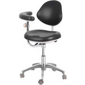 Dental Adjustable Doctor's Stool Assistant Chair+360 Degree Rotation Armrest PU