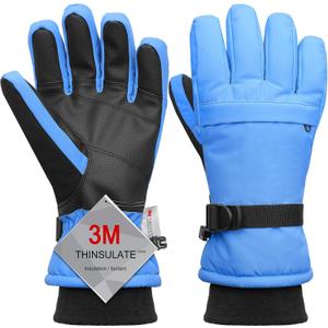 Cold Weather Snow Work Gloves - Heavy-Duty, Insulated, Windproof and Waterproof Gloves for Auto Repair and Outdoor Labor (Small, Blue)