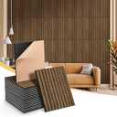 Acoustic Wall Panels 24 Pack, Covers 32 Sq Ft - 16"x12"x0.4" Self-Adhesive Walnut Soundproof Panels for Home Studio & Professional Office
