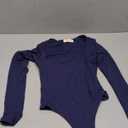 QINSEN Women's Sexy Square Neck Bodysuit Long Sleeve Double Lined Shirt Tops Size M