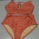 Herseas 2 Piece Bikini Set U-Wire Cutout Popular Swimsuit High Waisted Textured 2026 Summer Beach Swim Bathing Suits (Pink, M)
