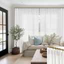 SHINELAND Whit Linen Curtains 2 Panels,Pinch Pleated Window Sheers for Living Room Bedroom 60 Inch Wide 96 Inches Long