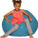 Posh Creations Bean Bag Chair for Kids, Teens, and Adults Includes Removable and Machine Washable Cover, Heather Teal, 38in - Large