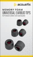 Acoustix Universal Memory Foam Replacement Earbud Tips - Black, 6 pc 