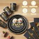 Graduation Party Supplies Plates and Napkins Serve 25,Prom Send off 2026 Disposable Paper Plates and Napkins Set Cups Knives Spoons for Class of 2026 Graduation Party Decorations Black and Gold