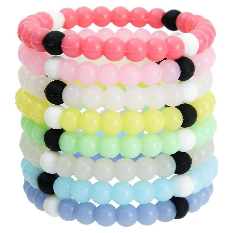 Zodaca 8 Beaded Bracelets for Girls, Silicone Bracelet Pack for Kids, Cute Bead Bracelets