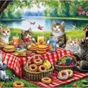 500 Piece Puzzles for Adults, Cat Family Dinner Large Piece Jigsaw Puzzle for Adults Seniors,Recycled Cardboard Puzzle 500 Piece,Family Activity Great Gift for Family Friends 20.5 * 15 in