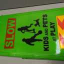 4 x XPCARE 24 Inches Kids Playing Sign for Street, 4PACK Green Children at Play Safety Sign with Reflective Tapes,Caution Slow Down for Street,Kids and Pets at Play Warning Sign