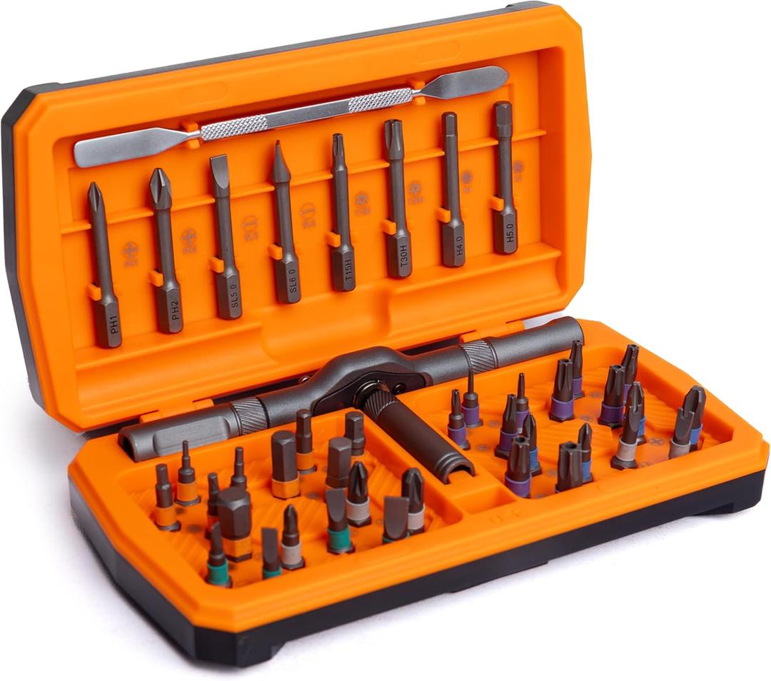 ANVANNA 42 in 1 Magnetic Screwdriver, Screwdriver Set, Multi Bit Ratcheting Screwdriver Set with Storage Case Repair Tool Kit for Computer, Eyeglass, Bicycles, Watch, Ring Doorbell, Furniture and DIY
