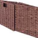 Ergode Tessa 3-Pc Woven Rope Basket Set - Stylish & Foldable - Perfect for Organizing - Walnut Finish