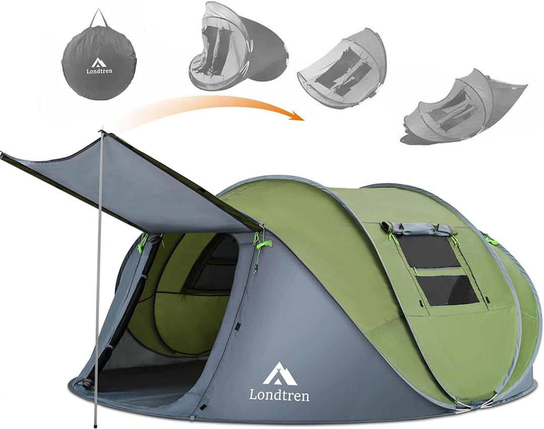 4 Person Easy Pop Up Tent Waterproof Automatic Setup 2 Doors-Instant Family Tents for Camping Hiking & Traveling, 110*78*51''
