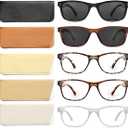 Fetrrc Reading Glasses Blue Light Blocking, Computer Glasses for Women Men, Fashion Square Eyeglasses 4 Pairs