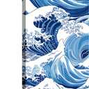 Great Wave Decor Japanese Canvas Wall Art Seascape Picture Asian Landscape Canvas Prints Blue Poster Kanagawa Artwork for Living Room Bedroom Home Decor Framed - 12.00"x24.00"