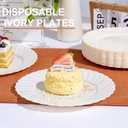 U-QE 100 Count 6 Inch Ivory Plastic Plates - Scalloped Dessert Plates Disposable - Premium Fancy Disposable Heavy Duty Party Supplies for Party, Celebrations, Weddings and Events