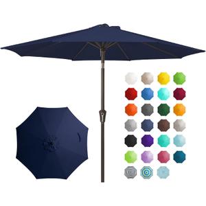 JEAREY 9FT Outdoor Patio Umbrella Outdoor Table Umbrella with Push Button Tilt and Crank, Market Umbrella 8 Sturdy Ribs UV Protection Waterproof for Garden, Deck, Backyard, Pool 