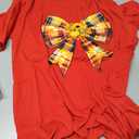 Thanksgiving Shirt for Women Fall Pumpkin Bow T-Shirt Funny Thankful Blessed Tee Tops Size XL