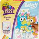 Crayola Color & Erase Bluey Puzzle Set, 12 Color in Puzzle Pieces, Reusable, Double Sided Kids Puzzle, Bluey Gift for Kids, 3+