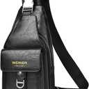 PU Leather Sling Bag for Men - Waterproof, Lightweight, Crossbody Chest Bag for Hiking & Cycling