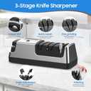 5-in-1 Electric Knife Sharpener for Kitchen Knives, with 100% Diamond Abrasives, 3 Adjustable Speeds, Quickly Sharpening for Straight/Serrated/Kitchen Knives, Scissors