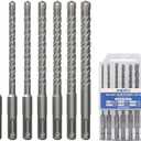 ANDELI 7 PCS SDS-Plus Rotary Hammer Drill Bit Set, Carbide-Tipped, 6.3" Length, 3/16" to 1/2" Diameter, for Concrete, Cement, Stone, Brick, Ceramic Pots & More