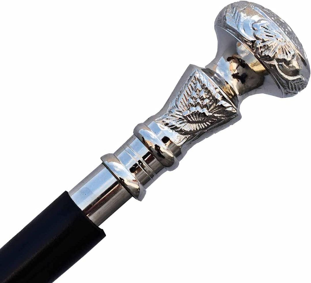 Vintage Silver Brass Head Walking Cane  Handmade Wooden Walking Stick for Men & Women  Antique Style Rosewood Cane with Brass Handle  Collectible Gift for Seniors & Gentlemen