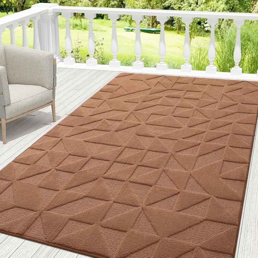 OLANLY Door Mats Indoor, Non-Slip, Absorbent, Dirt Resist, Entrance Washable Mat, Low-Profile Inside Entry Doormat for Entryway (71x47 inches, Brown)