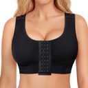 BRABIC Post Surgery Front Closure Bras for Women No Underwire Compression Surgical Mastectomy Everyday Bra (Black) 2XL