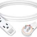 DEWENWILS 360° Rotating Flat Plug Extension Cord, 10FT Extension Cord Rotating Plug, 3 Prong 16/3C Grounded Flat Power Cable for Indoor Narrow Space, 13A/125V/1625W SJT-3, White for Christmas