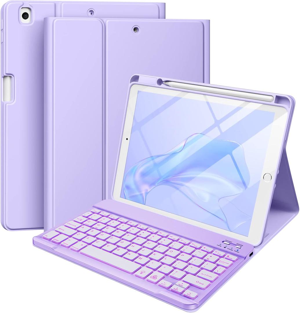 Hamile for iPad 9th Generation Case with Keyboard 10.2 Inch - Backlit Wireless