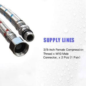 Homevacious 24-Inch Long Bathroom Kitchen Faucet Connector Braided Supply Hose 3/8-Inch Stainless Steel Female Compression Thread x M10 Male Connector 2 Pcs(1 Pair)