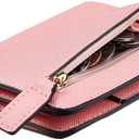 Toughergun Wallet Women Rfid Blocking Small Compact Bifold Luxury Leather Pocket Wallet Ladies Mini Purse with ID Window (CH Sakura Pink)