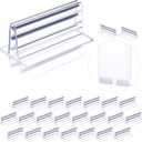 Zonon 24 Pieces Self Adhesive Sneeze Holder, Acrylic Panels Plates Holder Glass Sign Stands, Desk Dividers Privacy for Students, 3 x 1.6 Inch (L x H), 0.04 to 0.2 Inch Thick