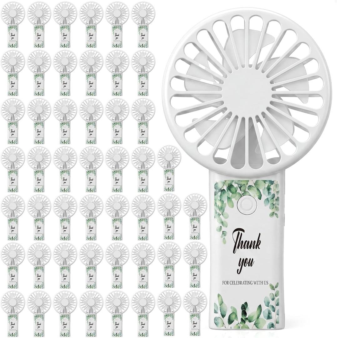 50 Pcs Wedding Fans for Guests Bulk, Mini Handheld Fans for Wedding Guests Battery Personal Portable Hand Held Small Fan for Bridal Party Favor Bridesmaid Gifts