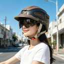 DOT Approved Motorcycle Half Helmet, Unisex Adult Half Shell Helmet, Fits Head Circumference 20.47–25.19 Inches, for Motorcycle, Scooter, All Season Use, 20.47in-25.19"