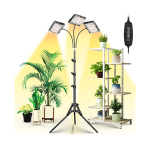 LBW Grow Light with Stand, Tri-Head LED Plant Light for Indoor Plants, Full Spectrum 150 LEDs, 3/6/12H Timer, 6 Dimmable Levels, 3 Switch Modes, Adjustable Tripod Stand 15-63 inches