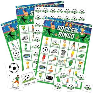 Liliful 35 Pcs Soccer Bingo Games 24 Players Ball Sport Party Bingo Cards for Kids Boys and Girls Adults Family Classroom Activities Birthday Party Favors Supplies