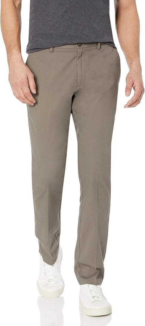 Amazon Essentials Men's Slim-Fit Wrinkle-Resistant Flat-Front Chino Pant (35W x 28L, Dark Brown)