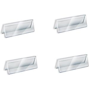 4 PACK Name Plate Holders Acrylic for Desks,8X3 Inch Horizontal Slant Back Office Desk Sign Holders for Desks