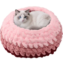 Handwoven Soft Cat Cave Bed, Indoor Cat Beds with Washable Round Nest, Kitten House & Cat Furniture, Cloud Pink