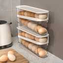 Auto Rolling Fridge Egg Organizer, Space Saving Eggs Dispenser for Refrigerator Storager with Lid,Egg Holder for Fridge 2 Pack (Transparent)