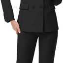 ZQBOX Pant Suits for Women Dressy Formal Double Breasted Blazer Black Pants Suit for Women 2 Piece Outfits Size 16