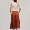 RIHOAS Long Skirts for Women High-Waisted A-Line Skirt Acetate Flowy Pleated for Elegant Office Work Spring Fall, Size L