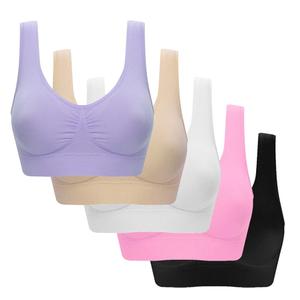 5 Pack Women Seamless Wirefree Sport Bras Comfortable Wireless T-Shirts Bras Lightly No Underwire Push Up Bra, Size XL