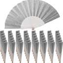 48 Pack Handheld Fan,Folding Hand Glitter fan with Shining Transparent Fan Rib Ideal for Wedding, Church, Festival, Dance, Tea Party, Club, and EDM Accessories, Silvery