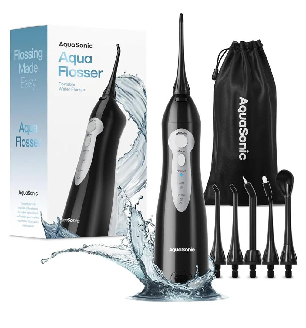 AquaSonic Aqua Flosser - Cordless Rechargeable Water Flosser for Teeth - Waterproof, Portable Oral Irrigator for Dental Cleaning with 5 Jet Tips – Braces Home Travel
