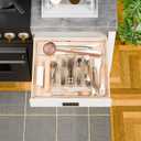 Yieach Clear Large Expandable Silverware Organizer and Kitchen Utensil Drawer Organizer,Plastic Adjustable Silverware Tray for Drawer Cutlery,Spatula,Tools,Flatware Organizers,Fork and Spoon Holder