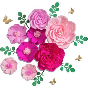 Letjolt Giant Paper Flowers Decoration for Wall 3D Artificial Flowers Wedding Backdrop Handcrafted Rose for Baby Shower Bridal Shower Nursery Wall
